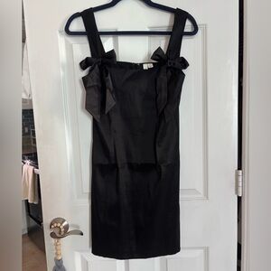 Elegant Black Sleeveless Bow Mini Dress